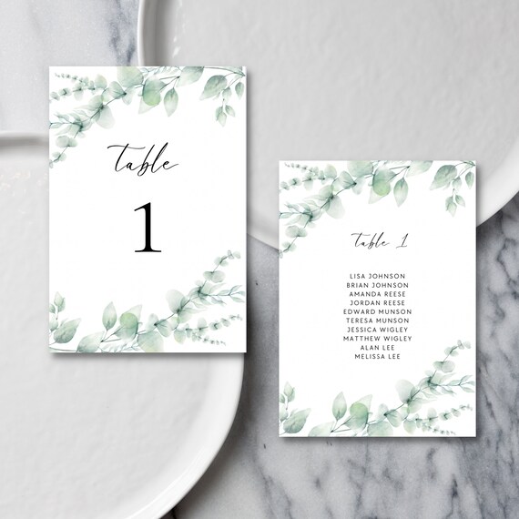 Printable Table Numbers Seating Chart Template Bundle - Etsy