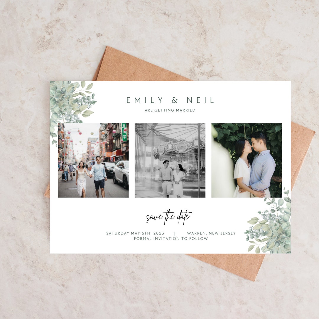 Printable Save the Date - Wedding Photo Save the Date, Eucalyptus ...