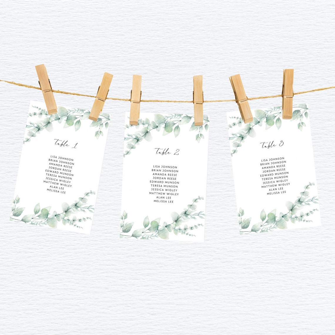 Printable Table Numbers Seating Chart Template Bundle Wedding Table