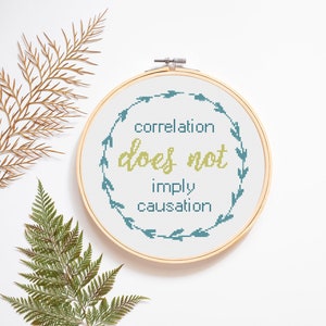 Cross Stitch Pattern | Correlation Does Not Equal Causation | Nerdy Cross Stitch | Instant Download | PDF Pattern | Cross Stitch Quote