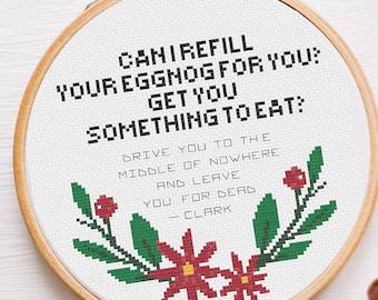 Griswold Christmas Cross Stitch | Nerdy Cross Stitch Pattern | Instant Download | PDF Pattern | Can I Refill Your Eggnog Cross Stitch