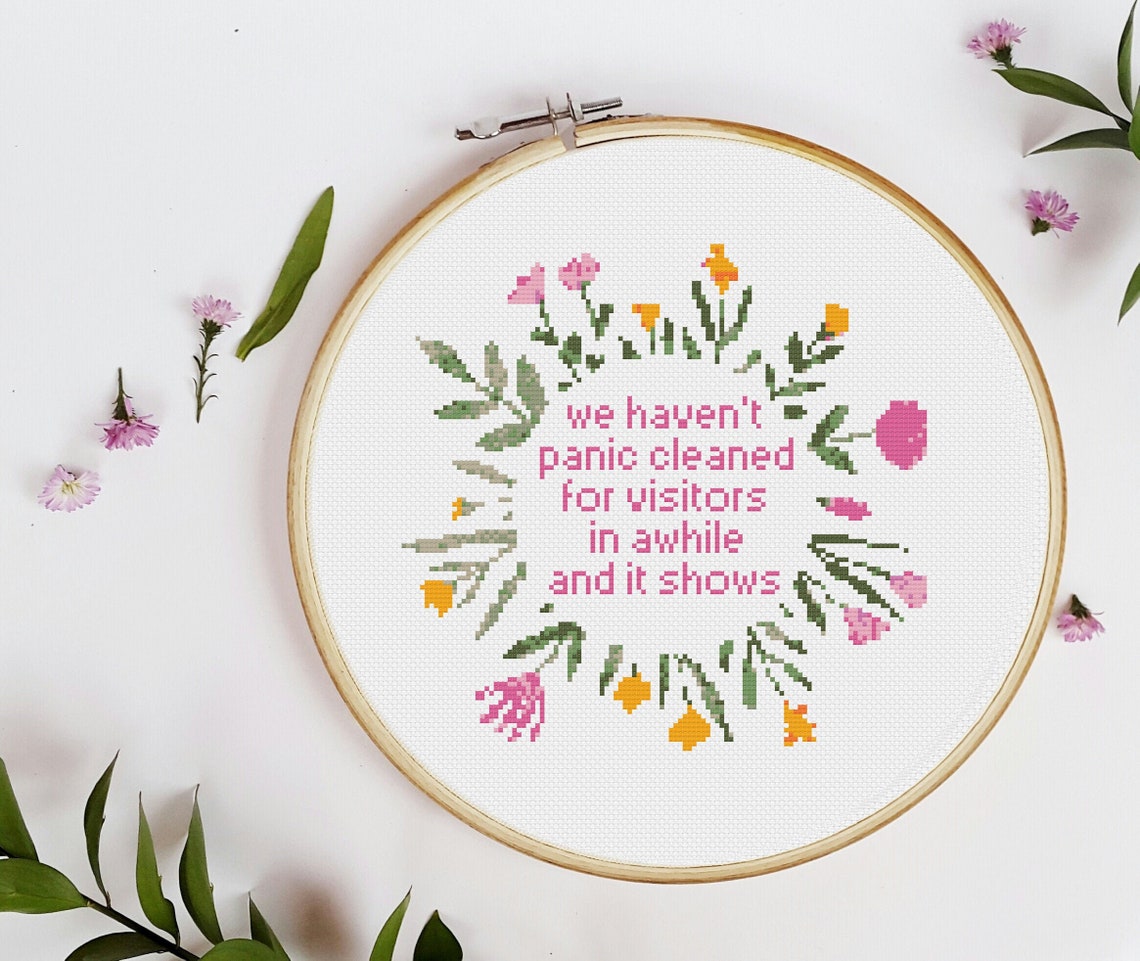We Haven't Panic Cleaned Cross Stitch Pattern Nerdy | Etsy