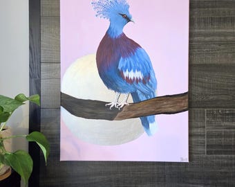 Victoria crowned pigeon - acrylic on canvas