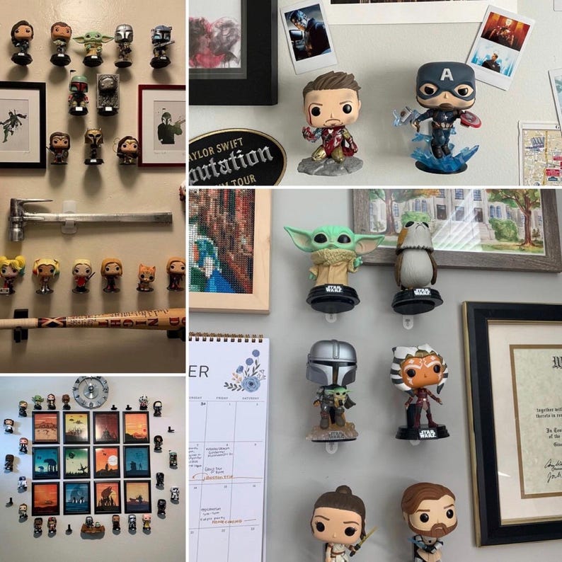 Funko Pop Floating Shelves for 4 Figures No Screws No Drilling, Easy