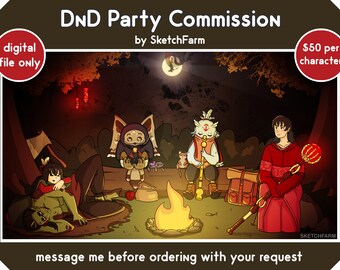 DnD Party Art Commission - DnD Gift / OC / Fantasy Portrait Commission / Dungeons and Dragons