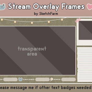 Overlay Frames for Twitch Streams - Cottagecore / webcam just chatting windows / aesthetic plants frog