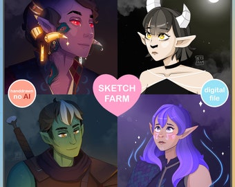 Custom DnD Bust Portrait Art - Shoulders and Up / OC Character / Fantasy Commission / Dungeons and Dragons