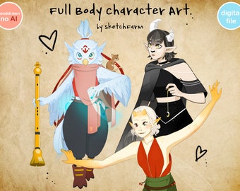 Custom DnD Art Full Body Character - OC / Fantasy Portrait Commission / Dungeons and Dragons