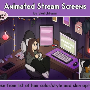 Animated Twitch Overlay with Custom Character - Stream Screen / Dark Spooky Witch / Halloween / Plants / Starting Soon / BRB / Offline