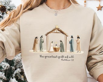 Holy Family Sweatshirt | Nativity of Jesus Sweater | Christian Christmas Crewneck | Religious Faith Apparel