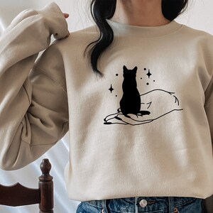 Cat Mom Sweatshirt  | Celestial Cat Sweater | Cat Mom Gift | Black Cat Sweatshirt | Cat Mom Gifts