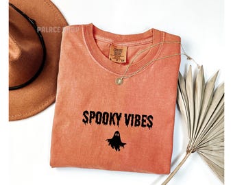 Retro Ghost Shirt Halloween  Spooky Vibes Tee  Cute Fall Ghost Shirt  October Shirt  Vintage Halloween Shirt  Aesthetic Fall Shirt