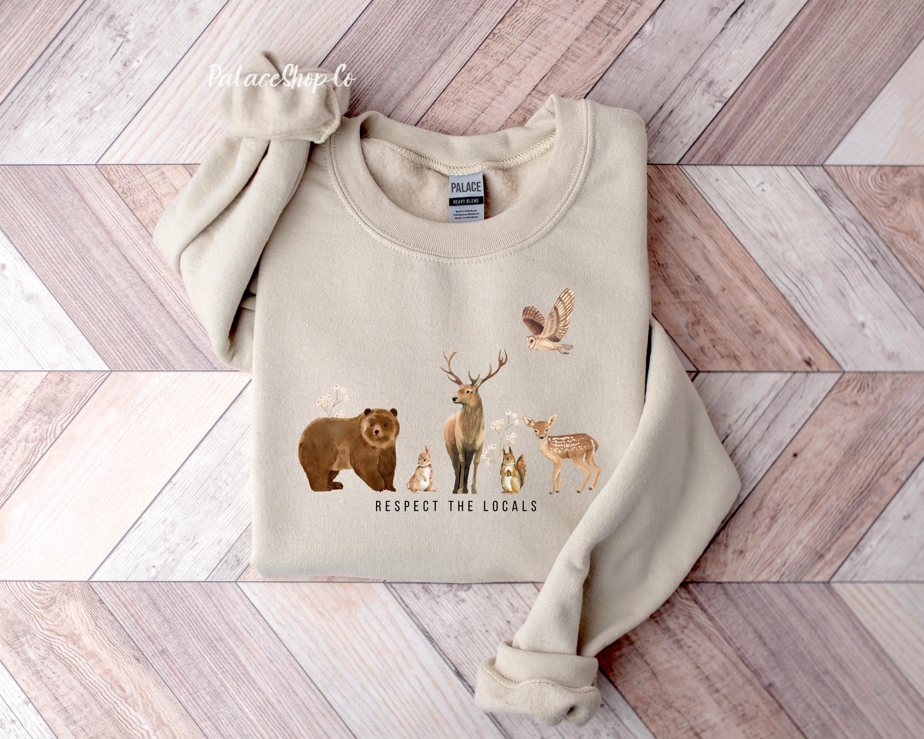 Respect the Locals Forest Animal Woodland Creatures Forestcore Cottagecore Sweatshirt,Owl Fox Bear Deer, Forestcore Sweatshirt, Cute Animals