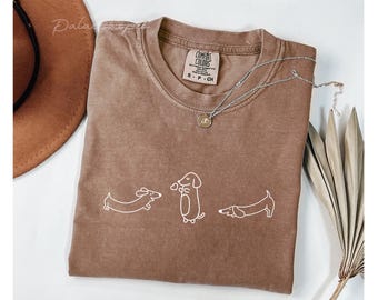 Camiseta minimalista de perro salchicha, camiseta de perro salchicha, camiseta de mamá perro salchicha, regalo para amantes de los perros