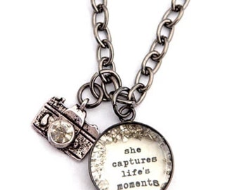 She Captures Life's Moments Small Charm Necklace