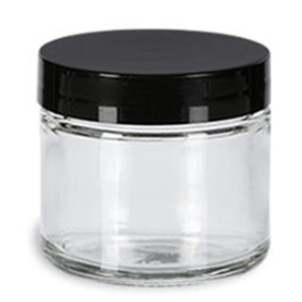 1 oz Clear Glass Jar Lined Black Lid for Jelly, Jam, Honey, Beads, Lotion, Sample Size Crafts, Baby, Spices, Seasoning