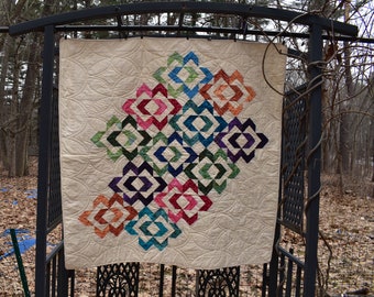 Colored Shadows Quilted Wall Hanging  Lap Quilt