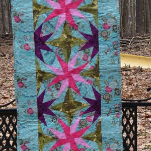 Turquoise Stars Aplenty Table Runner/ Bed Runner
