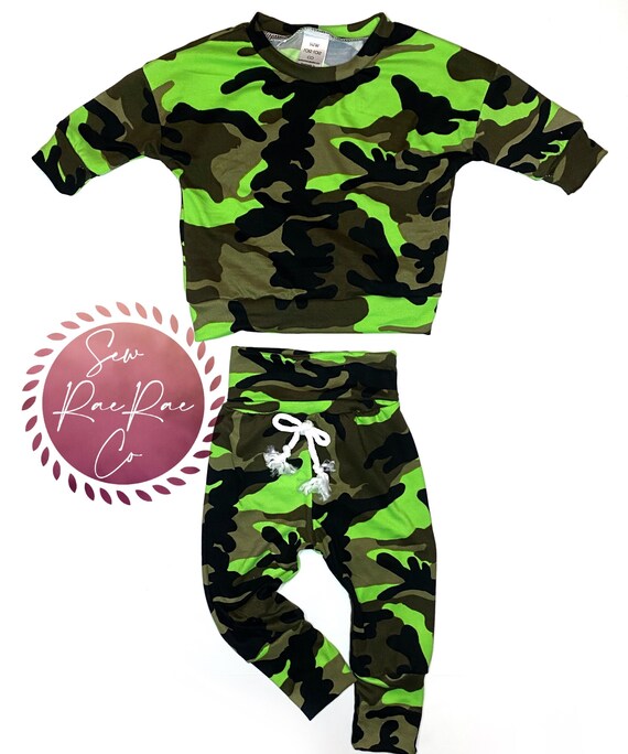 Neon Green Camo Lounge Set 