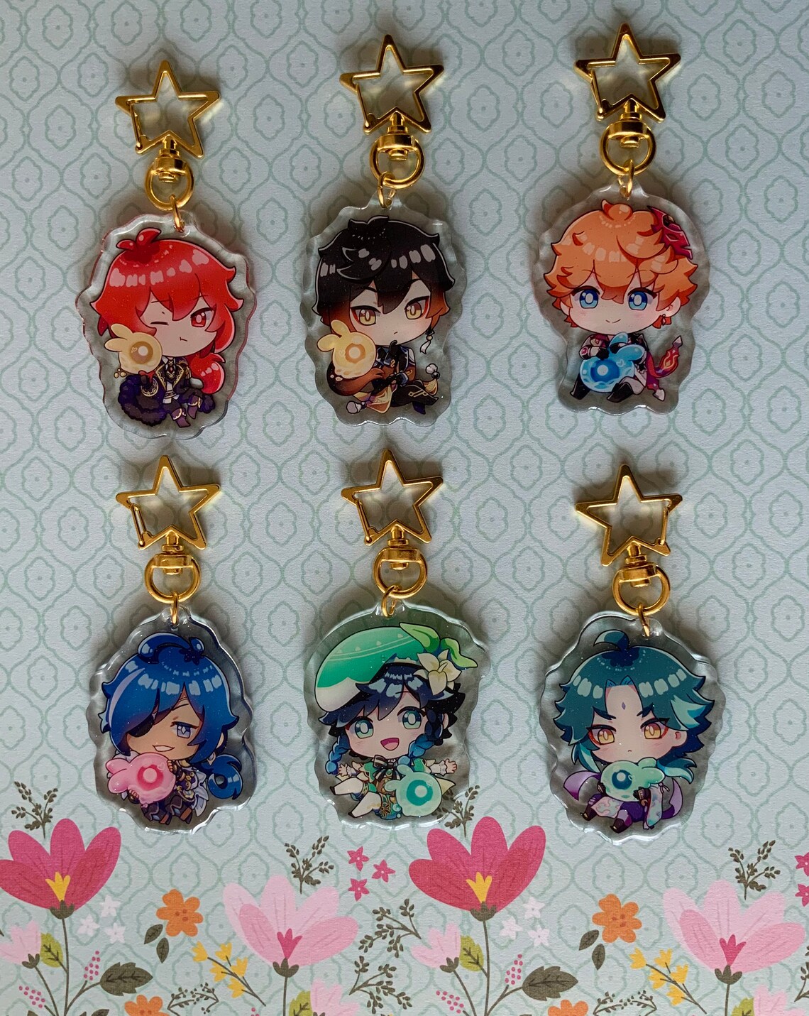 Genshin Impact Glitter Epoxy Keychains Etsy