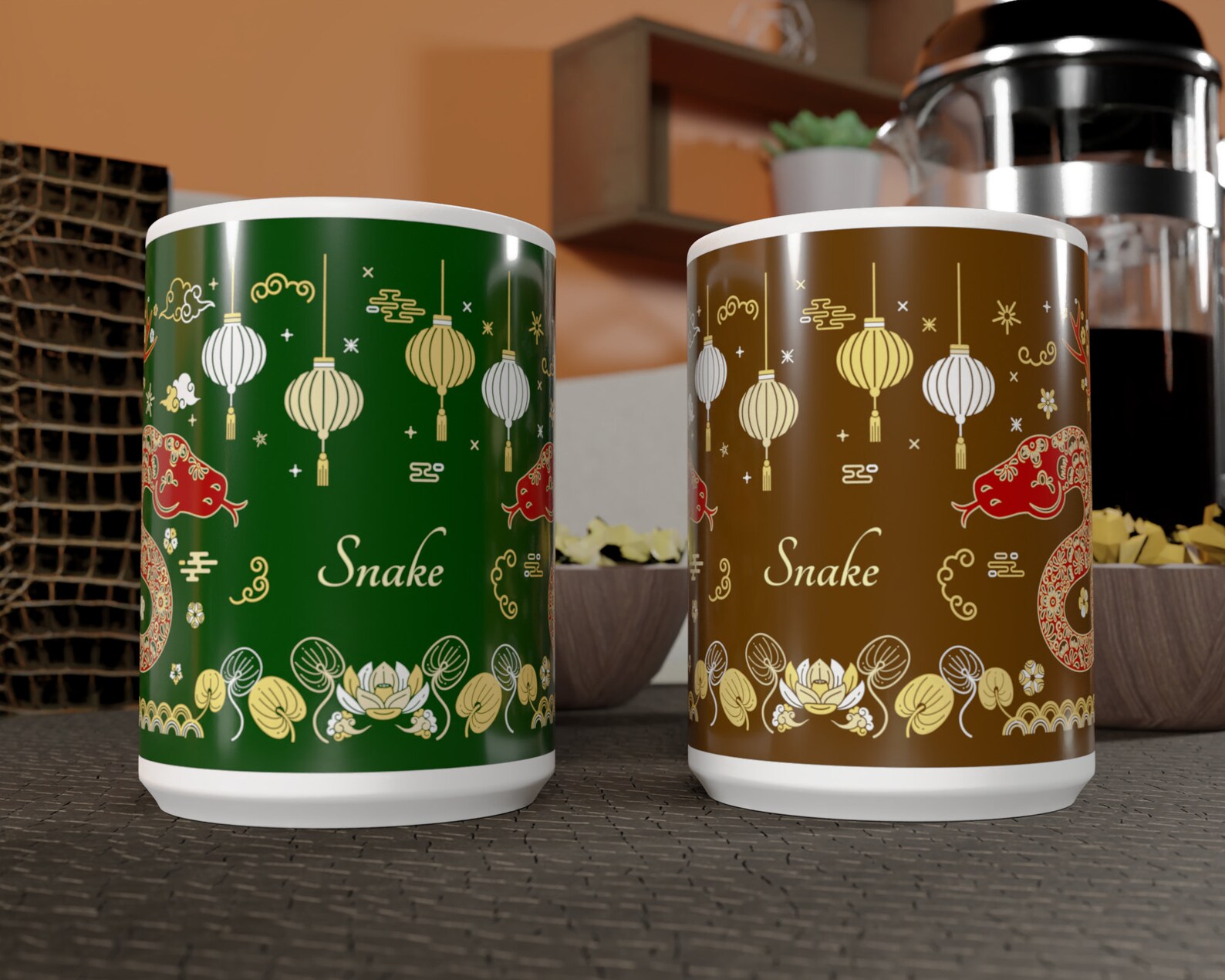 Chinese Zodiac Year of the Serpent Snake Feng Shui Decor Coffee Mug