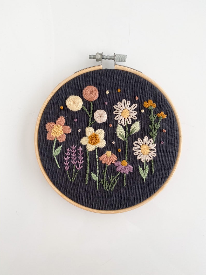Kit Floral Garden Hand Embroidery Kit Embroidery Hoop Art Etsy UK