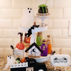 Halloween Tiered Tray Decor 17 Piece Haunted Halloween Tray Kit Farmhouse Tiered Tray Decor BundleCountry DecorHalloween Decor