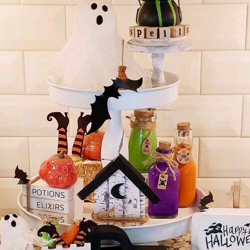 Halloween Tiered Tray Decor Haunted Halloween Tray Kit Ghost Etsy