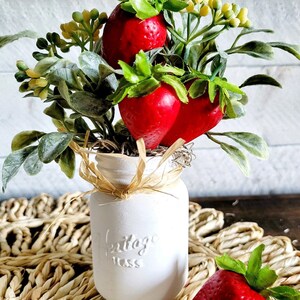Mini Strawberry Mason Jar for Tiered TrayMini Strawberries for TierFake FruitMini GreeneryMini FruitFake Food for Tier image 2