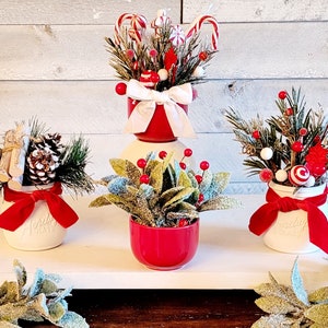 Small Christmas Arrangement Hand-Painted Mason Jar Christmas Floral Decor Christmas Tier Tray Christmas Gift Her Holiday Home Decor Gift