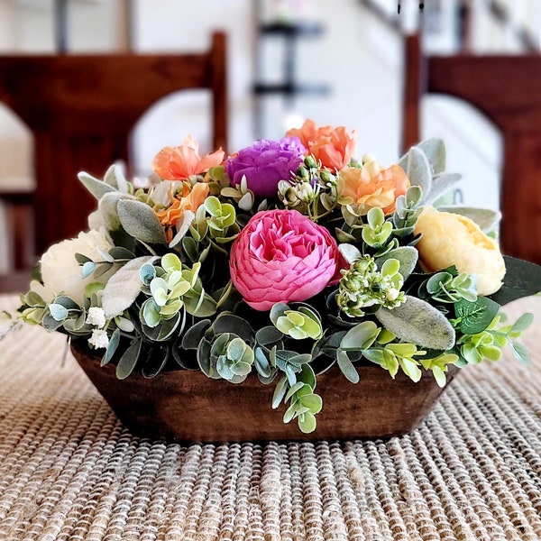 Kleurrijk bloemstuk Tafelstuk tafelstuk realistisch bloemstuk cadeau voor haar schoorsteenmantel arrangement kleurrijk pioenbloem cadeau