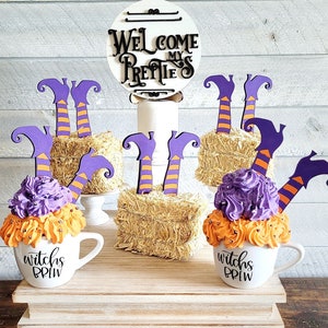 Halloween Tier Tray Decor Witch Halloween Decor Faux Coffee Mug Topper Halloween Coffee Bar Decor Unique Halloween Decor Faux Hay Bale Fall