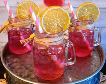 Mini Pink Lemonade Tiered Tray DecorFake Pink Lemonade for Tier TrayFaux LemonadeMini Mason Jar for Tier TrayFreshly Squeezed Lemonade