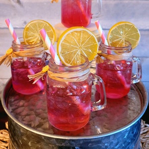 Mini Pink Lemonade Tiered Tray DecorFake Pink Lemonade for Tier TrayFaux LemonadeMini Mason Jar for Tier TrayFreshly Squeezed Lemonade
