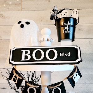 Halloween Ghost Tier Tray Ghost Decor Ghost Boo Sign Tier Tray Handmade Ghost Wood Sign Ghost Halloween Mini Ghost Decor Boo Ghost Decor