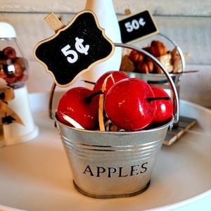 Mini Apple Basket for Tiered TrayMini Apples for TierFake FruitFall TierMini Galvanized Tin for TierMini Fruit,Country,Apple Picking