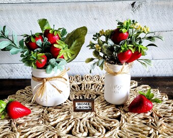 Mini Strawberry Mason Jar for Tiered TrayMini Strawberries for TierFake FruitMini GreeneryMini FruitFake Food for Tier