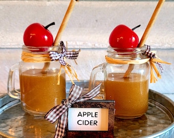 Mini Faux Apple Cider Mason Jar Mini Apples for Tier Mini Wooden Sign Fall Tiered Tray Autumn Red Apple Decor Apple Picking Fall Sign Decor