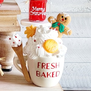 Christmas Coffee Topper Mug Topper Christmas Decor Gingerbread Tier Tray Decor Gingerbread Decor Christmas Whipped Faux Mug Topper Bar Decor