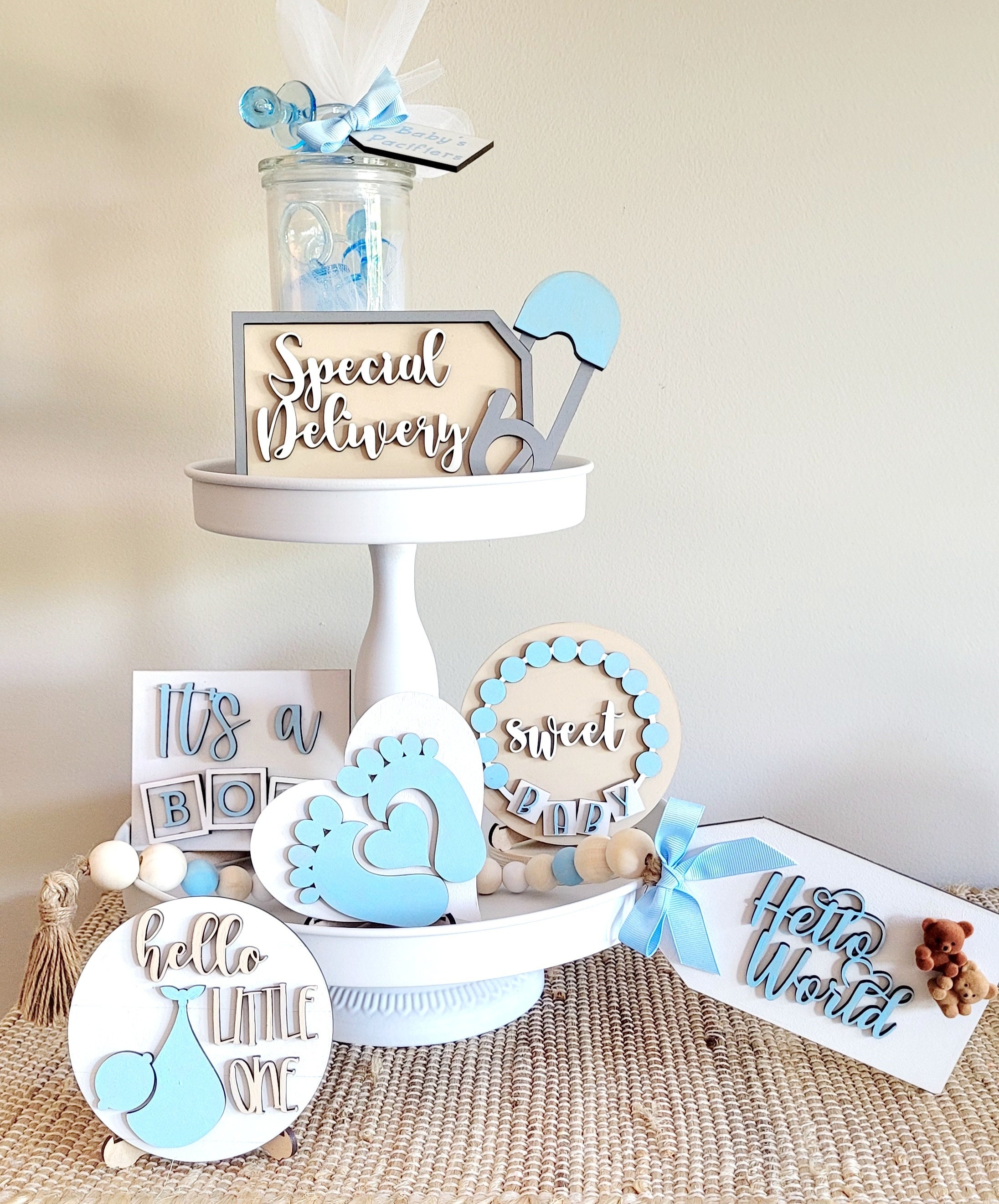 It's a Boy Tiered Tray Bundle Gender Reveal Tiered Tray Decoration Baby  Decor Newborn Baby Special Delivery, Baby Shower Tier Decor - Etsy, image size:2192x2641