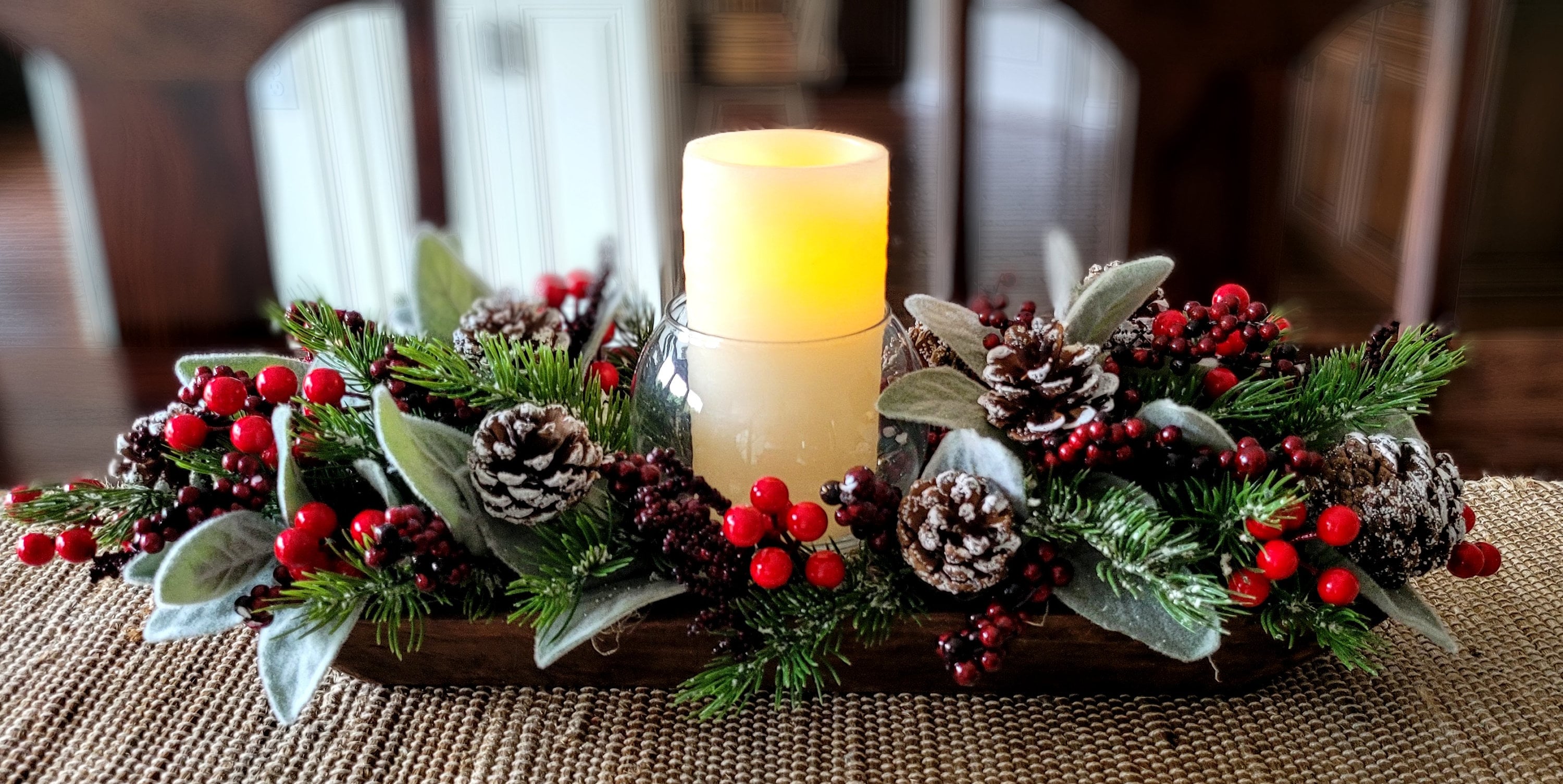 ドウボウル クリスマス ダイニングテーブルセンターピース キャンドル