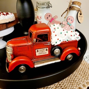 Christmas Metal Truck DecorPersonalized Christmas Farm TruckChristmas Tiered TrayNorth PoleGingerbread ManFarmhouse Truck,Santa Milk