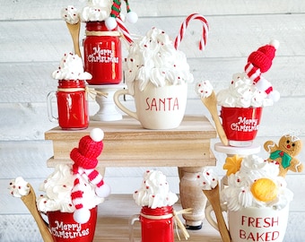 Lot De 6 Décorations De Noël En Acrylique - Forme De Tasse De Café Et Maison Enneigée 2D - Pour Sapin, Intérieur, Voiture Ou Bureau - 2