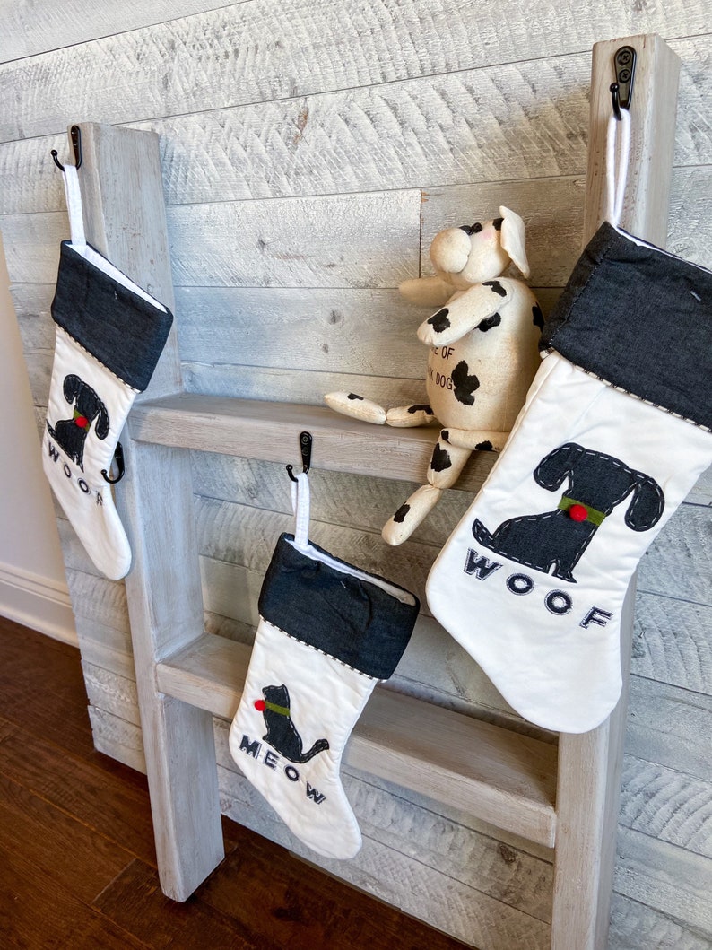 Pet Stocking Holder Ladder Farmhouse Rustic Solid Wood 3 Etsy