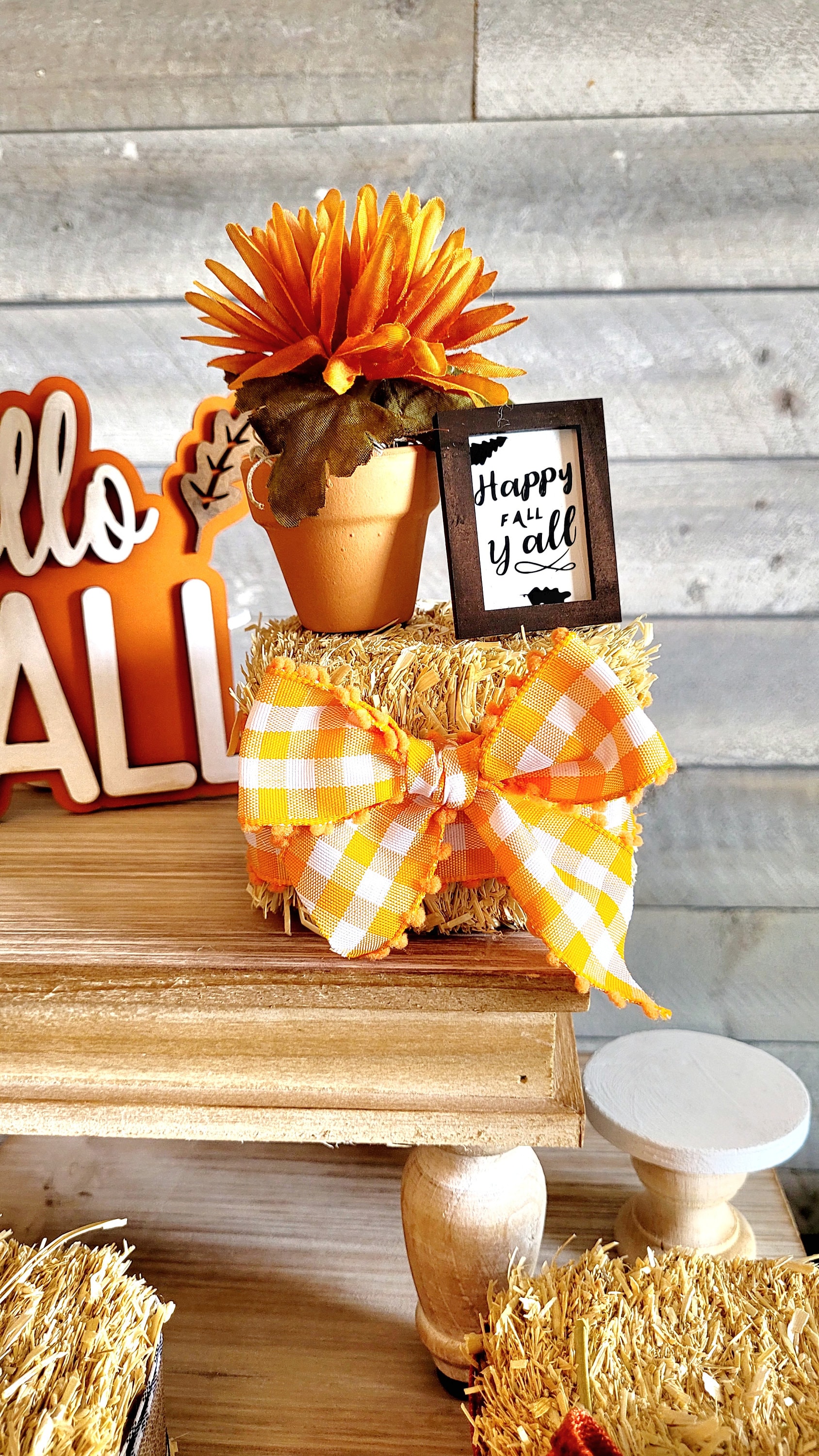 Mini Riser Tier Tray Mini Hay Bale of Hay Tier Tray Fall Hay Decoration