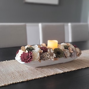 Fall Flower arrangement fall centerpiece dough bowl fall decor farmhouse fall candle arrangement fall gift  fall sunflower arrangement table