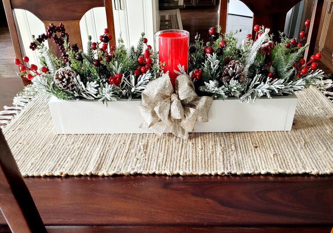 Christmas Table Centerpiece for Dining Table Flower Arrangement Winter ...