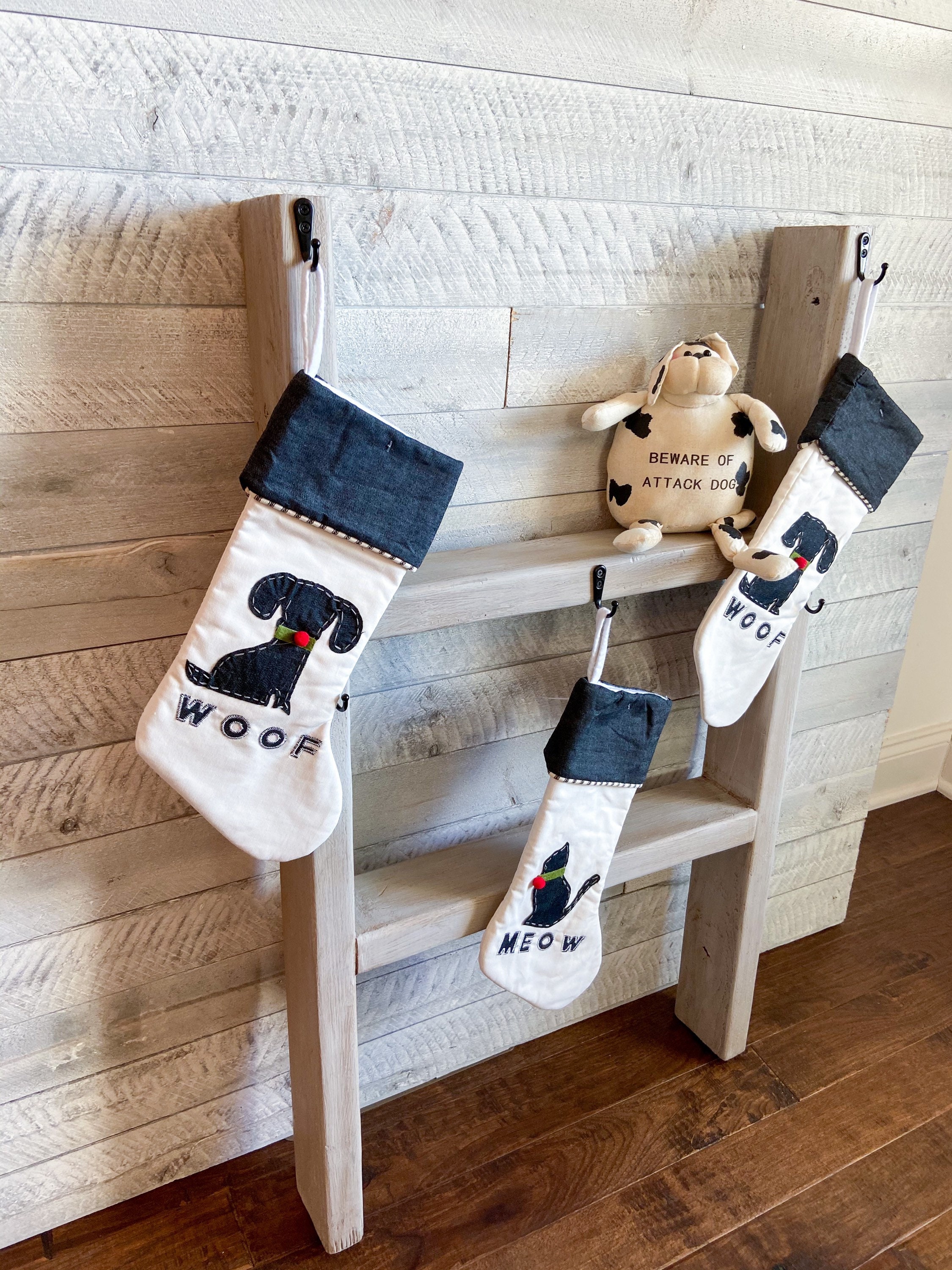 Pet Stocking Holder Ladder Farmhouse Rustic Solid Wood 3 Etsy