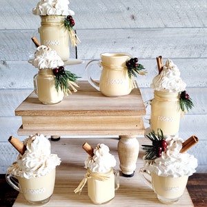 Christmas Faux Mug Topper Winter Tier Tray Decor Christmas Faux Whipped Topper Eggnog Decor Coffee Bar Winter Decor Christmas Faux Dessert