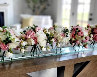 Silk Flower Centerpiece Wedding Table Arrangement Design Modern Dining Reception Hall Elegant Bridal Shower Gift Artificial Rose Peony